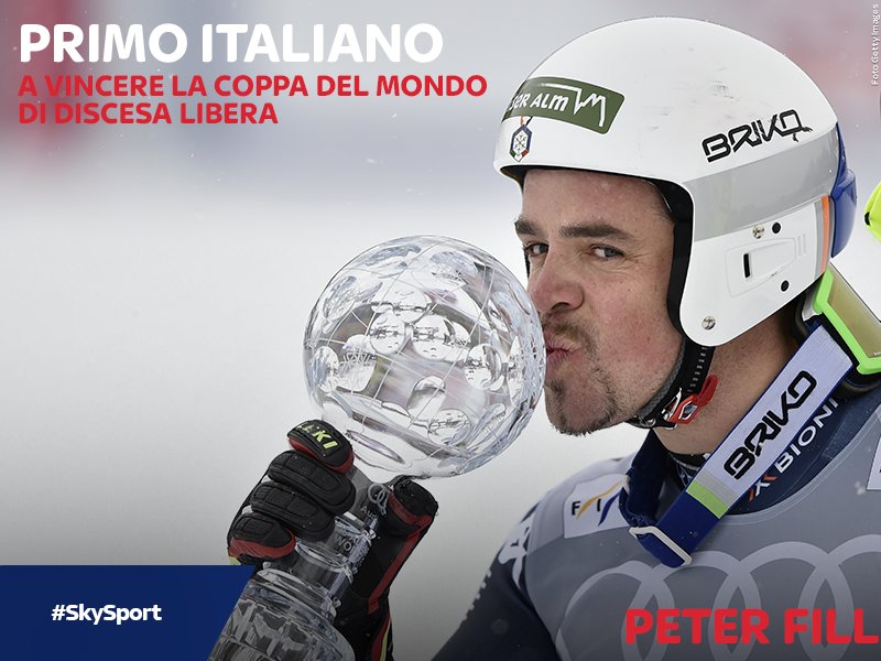 SkySport's tweet photo. Grandissima impresa per Peter Fill. È il primo italiano a vincere la coppa del mondo di discesa libera #SkySport https://t.co/Z7ai7VaugN