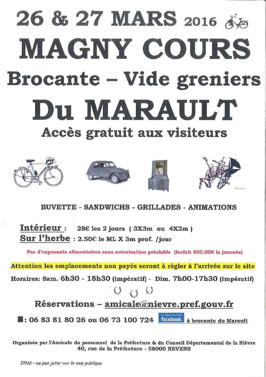 Prefet58's tweet photo. #Brocante ferme du #Marault à #MagnyCours 26 et 27 mars réservation amicale@nievre.pref.gouv.fr #Nièvre #Pâques2016 https://t.co/SKK6l9yFaY