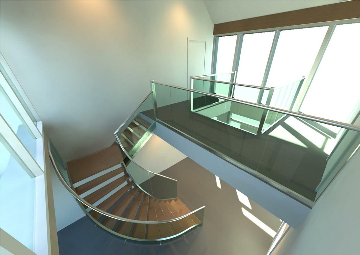 Architectural /helical / tapered/Oak/ glass staircase in Cumbria
Spot the difference  between the drawing and real.