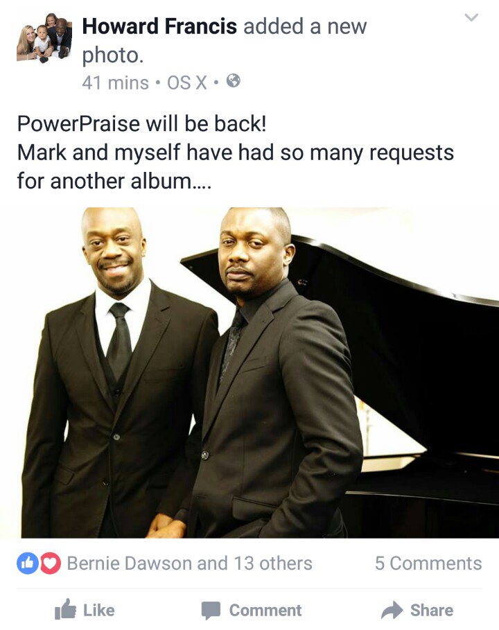 Best news I've heard in a while!

<a href="/HowardFrancis/">Howard Francis</a> &amp; <a href="/Marqrites/">Mark Beswick</a> reckon we're getting a new 'Power Praise' album soon!