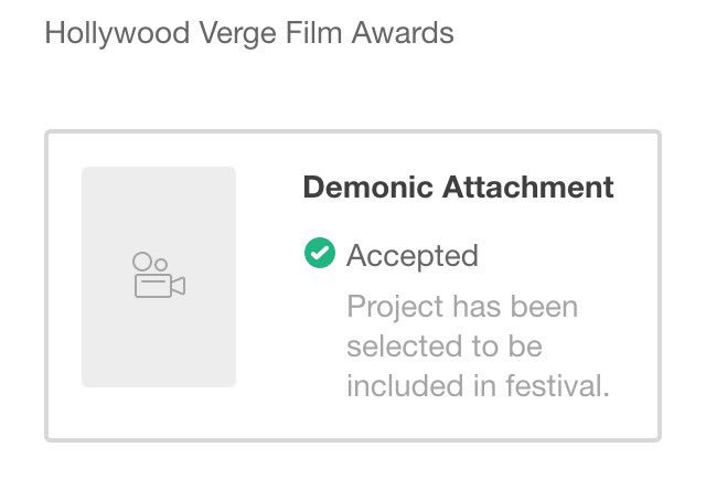 demonic_attach's tweet photo. So thrilled to be #nominated! 😈Thanks @HollywoodVerge!  #filmfestival #horror @FilmFreeway #demon #truestory https://t.co/b17mHMEtfr