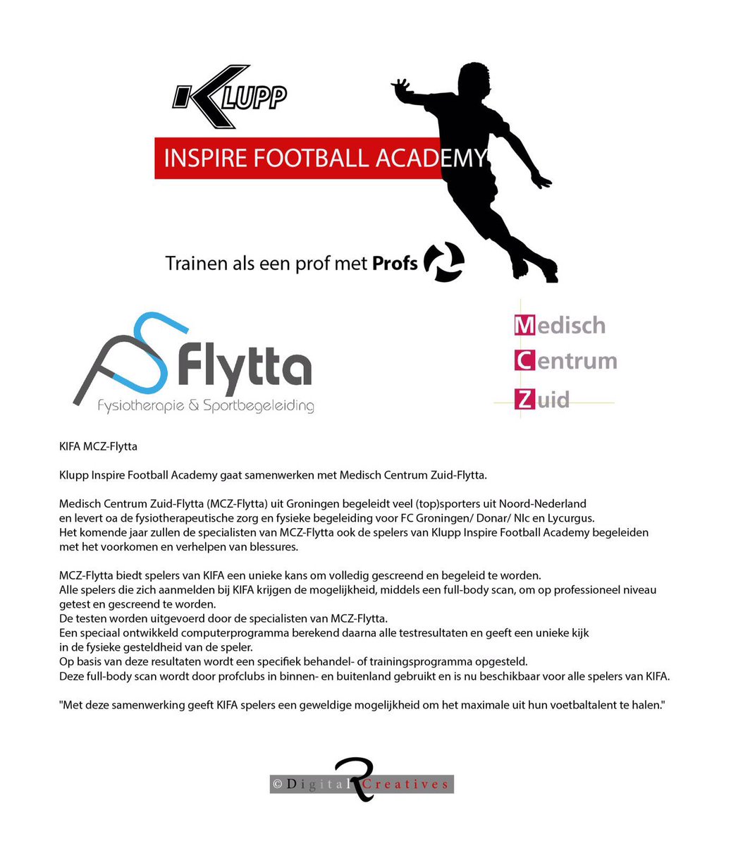 We gaan samenwerken met #KIFA! Spelers krijgen een unieke kans om volledig gescreend en begeleid te worden