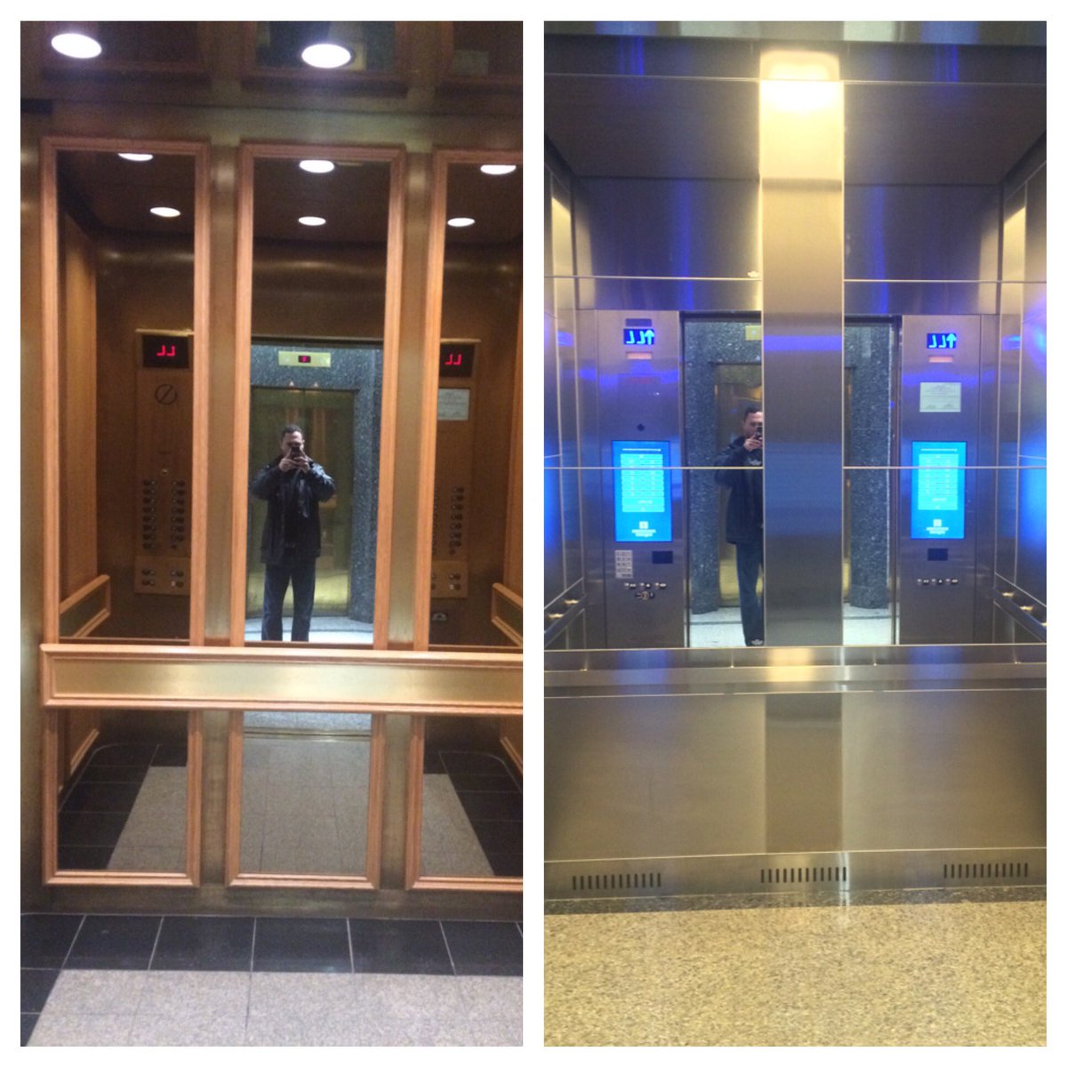 SupElevator's tweet photo. Before and after #elevatorinterior #elevatorrenovation @elevatorcabsale https://t.co/bhgjXokIwC