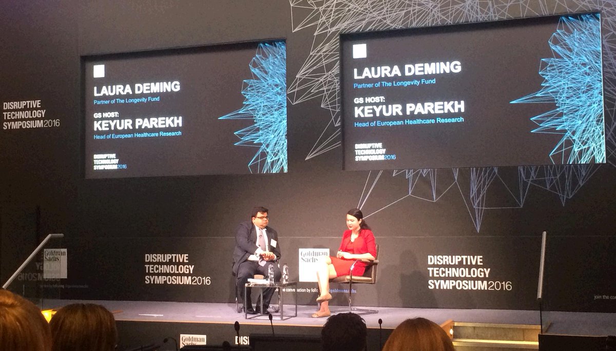 GoldmanSachs's tweet photo. Incredible 22 yr old Laura Deming on #Longevityfund's work on slowing #aging process, at disruptive #tech symposium https://t.co/zG3DEHIgcw