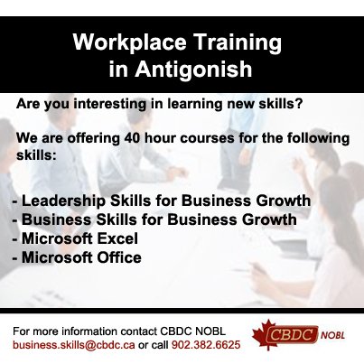 CbdcNobl's tweet photo. We have many new workplace training courses starting in #antigonish https://t.co/uAlqUjw3D0