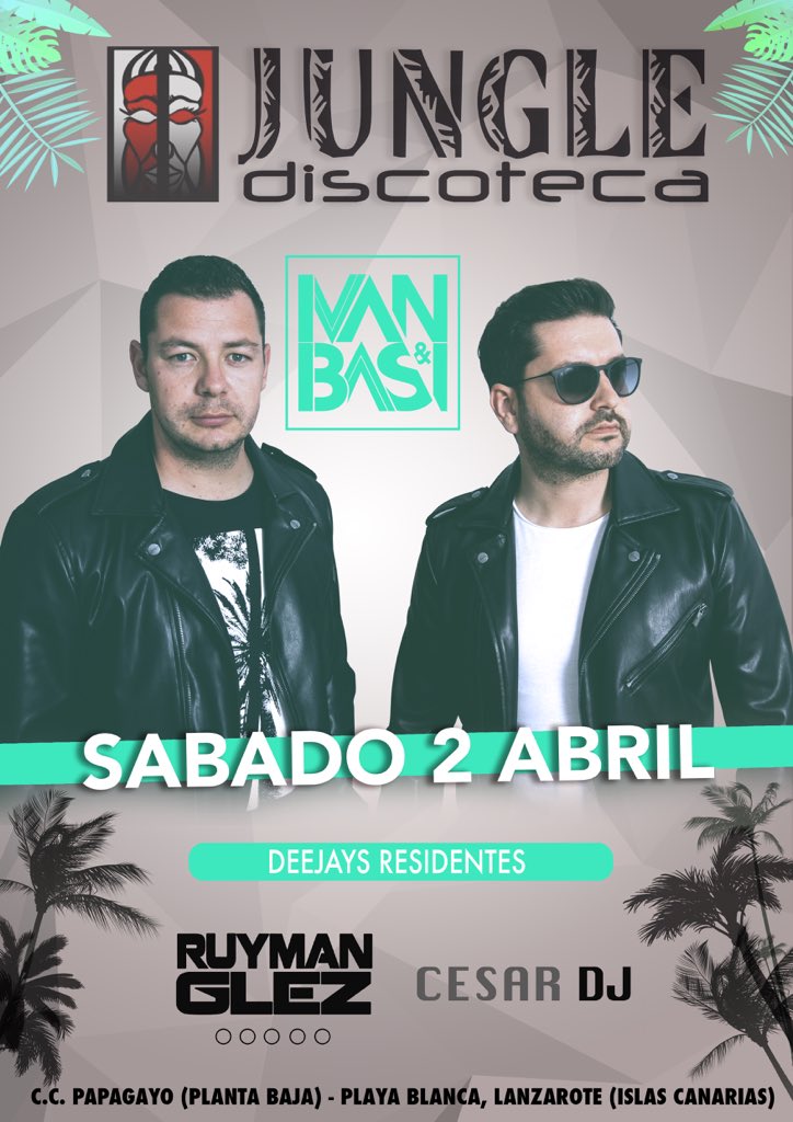 Basi_Rodriguez's tweet photo. 🌴S 2 d Abril #ivanybasi @Basi_Rodriguez @ivantraviesog #Lanzarote #Jungle #PlayaBlanca #Canarias #deejay #Latinset 🌴 https://t.co/70zsY2XCUJ