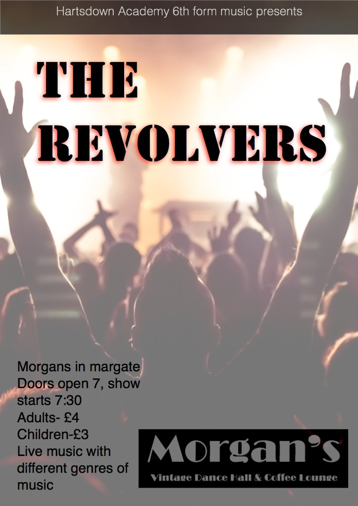 HartsdownAcad's tweet photo. LIVE music Hartsdown 6th Form band 'TheRevolvers' Monday @DanceHubMargate Morgans 7pm
#live https://t.co/8eeL23Mnhd https://t.co/Vtzak4Km02