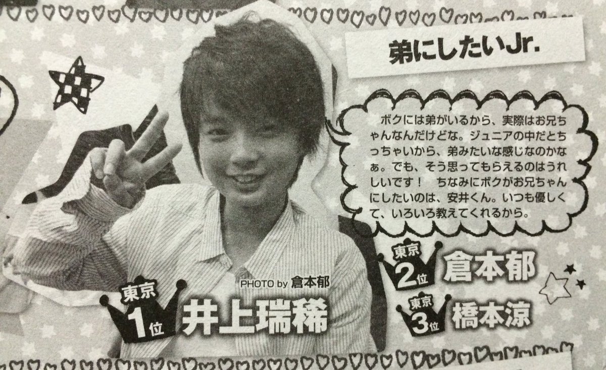 井上瑞稀bot No Twitter 1303wu 東西ジャニーズjr なんでもランキング 弟にしたいjr 東京１位 T Co Pxpoaxvjxz