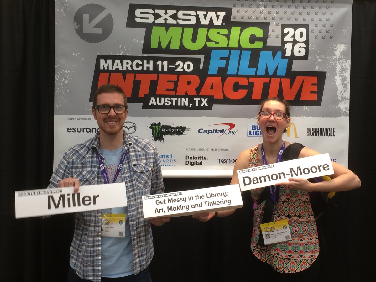 MadisonBubbler's tweet photo. @MadisonBubbler @tmiller49 and @IArtLibraries @LauraDM08 representing at @sxsw #liblive last week! @madisonlibrary https://t.co/ihWn8ty6YM