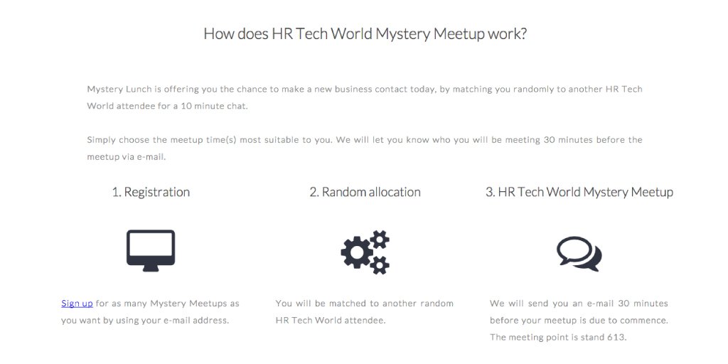 mystery_minds's tweet photo. Last chance to schedule a #HRTechWorld #mysterymeetup! Final slot 3.30pm - book yours now https://t.co/KXb6FxqQ1R https://t.co/EQiYTAkV95
