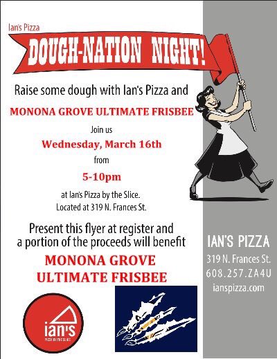 Tonight's the night! Head to <a href="/IansMadison/">Ian's Pizza Madison</a> on Frances St. between 5-10 and show them this pic in order to help MGU 🍕🍴