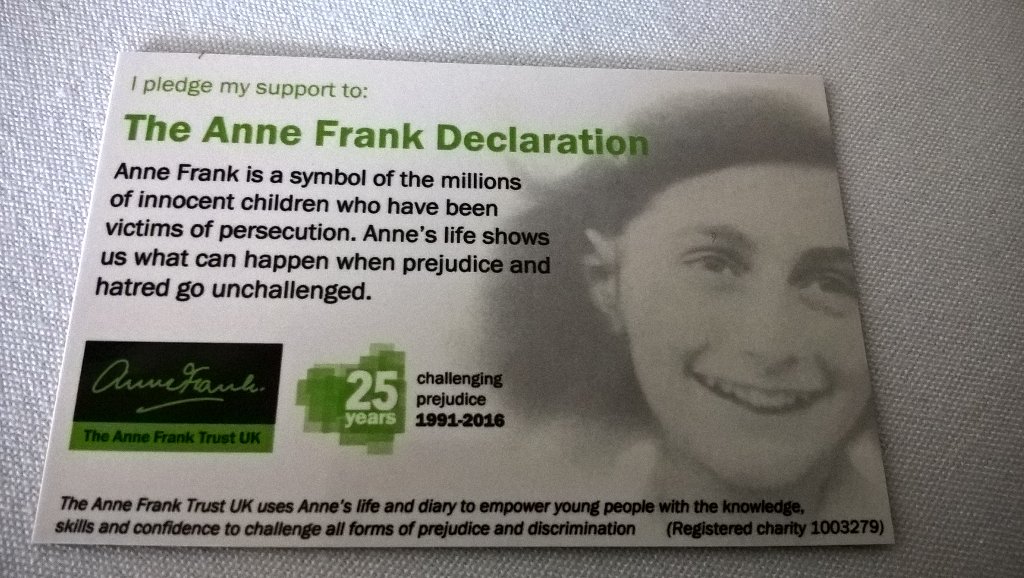 Our students have signed their Anne Frank #Declaration #NoToHate #NoToPrejudice #BritishValues