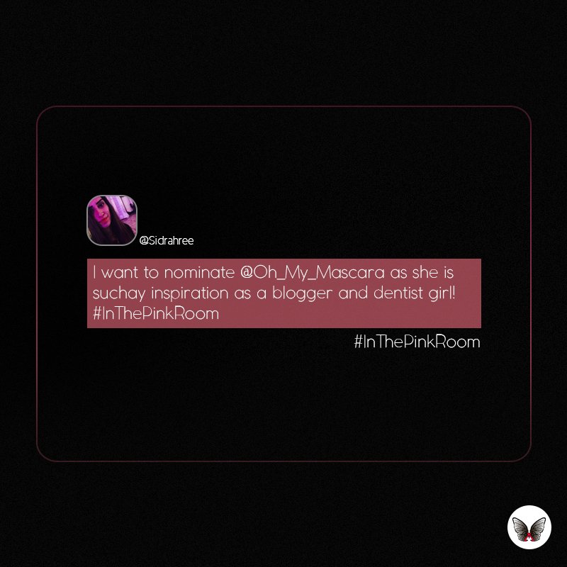 MonroStudio's tweet photo. Thank you @Sidrahree for participating
#InThePinkRoom and nominating 
@Oh_My_Mascara https://t.co/z3iTjV3lsk