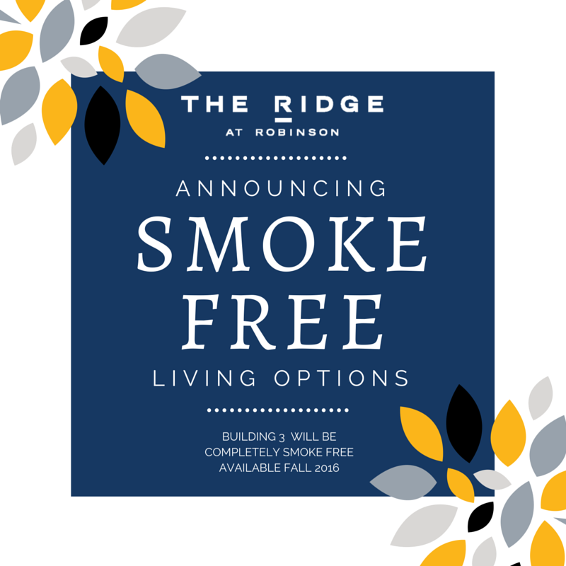 RidgeAtRobinson's tweet photo. We are thrilled to announce smoke-free living options! #healthyliving #pittsburghapartments #smokefree https://t.co/Dq3Mi3pvSd