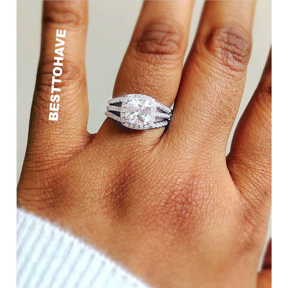 besttohave's tweet image. #midweekpick We are loving this new in Halo Design 3 piece Cushion Cut CZ Sterling #Silver #Ring Set! #gorgeous