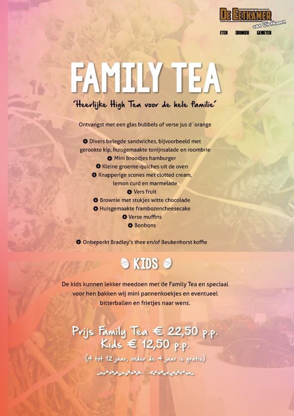 Reserveren met de Pasen voor de Lovely Brunch of Family Tea kan ook nog! 0521-361708 / info@eetkamergiethoorn.nl
2/2