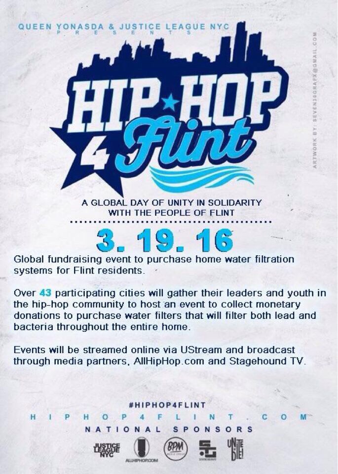 NYjusticeleague's tweet photo. Music and justice lovers: this weekend is #HipHop4Flint in cities across the US.  Join us!  https://t.co/26Q6p35REy https://t.co/1gzB2knvDj