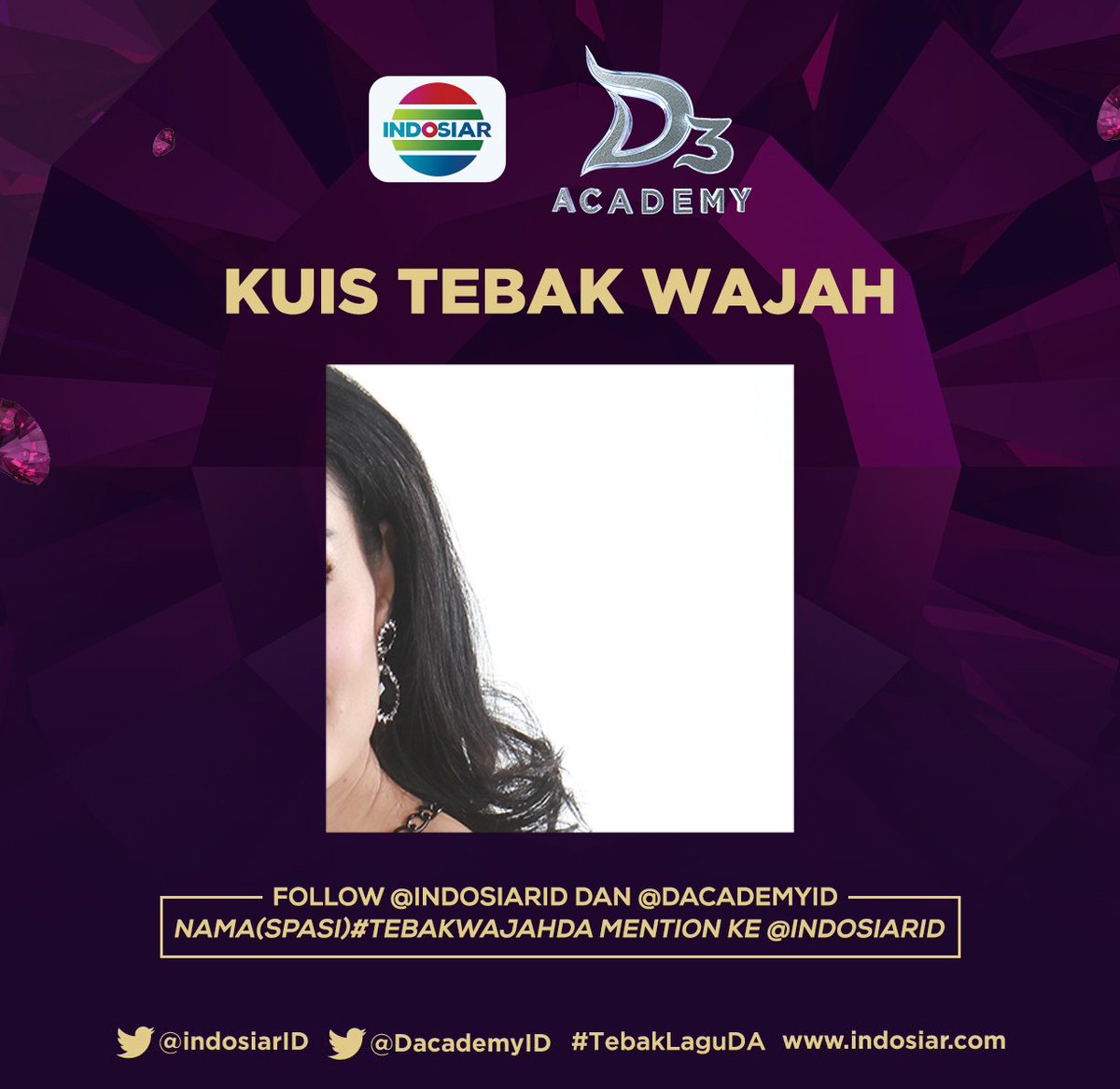 Indosiar's tweet photo. Mudah atau susah soal kuis #TebakWajahDA kali ini? Kalau kamu tahu jawabannya buruan ikutan! https://t.co/gYD4O0CvOB