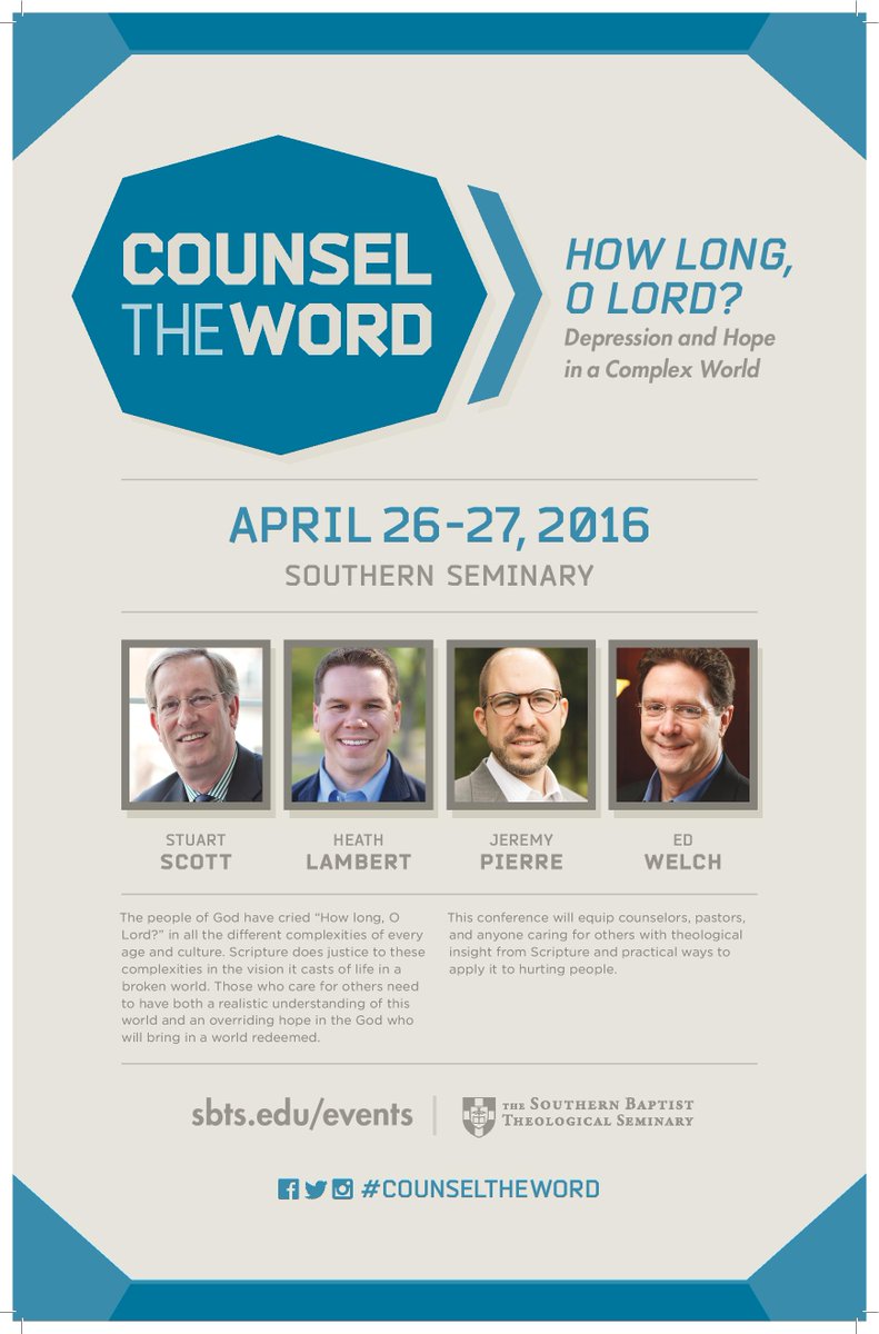 SBTSEvents's tweet image. Join @HeathLambert @StuartWScott @JeremyPierre &amp;amp; Ed Welch for #CounseltheWord April 26-27!

bit.ly/1RmrM0M