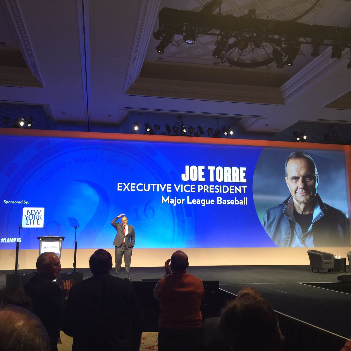GuillensWorld's tweet photo. Execuitve Director of Baseball Operations Major League Baseball Joe Torre #lamp16 @GAMAIntl https://t.co/v71F1rYS4v
