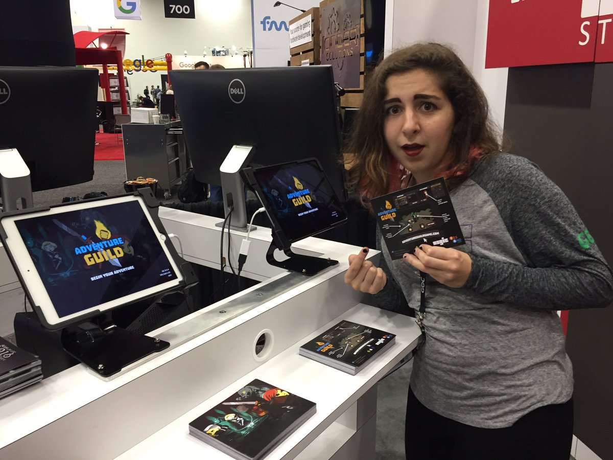AdvGuildGame's tweet photo. We out here. If you're at @Official_GDC, come play #AdventureGuild at @RITMAGIC. #indiegames #gamedev #indiedev https://t.co/VT8ZVR2VPn