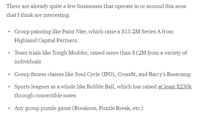 nikillinit's tweet image. I wrote some stuff about investing in group experiences and why they've become popular: medium.com/hacker-daily/g…