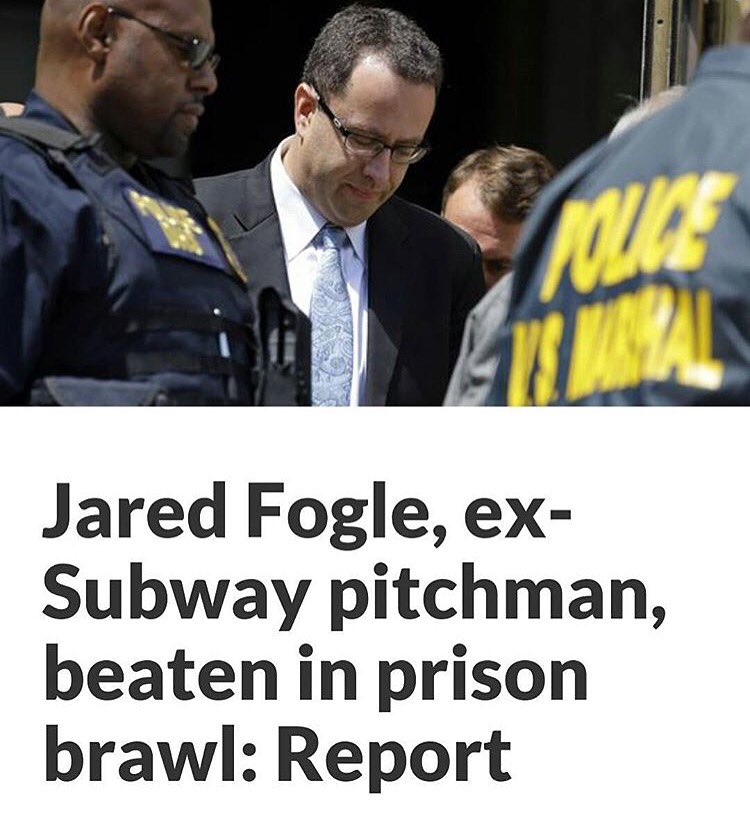 36. Jared Fogle reportedly beaten in prison brawl. 