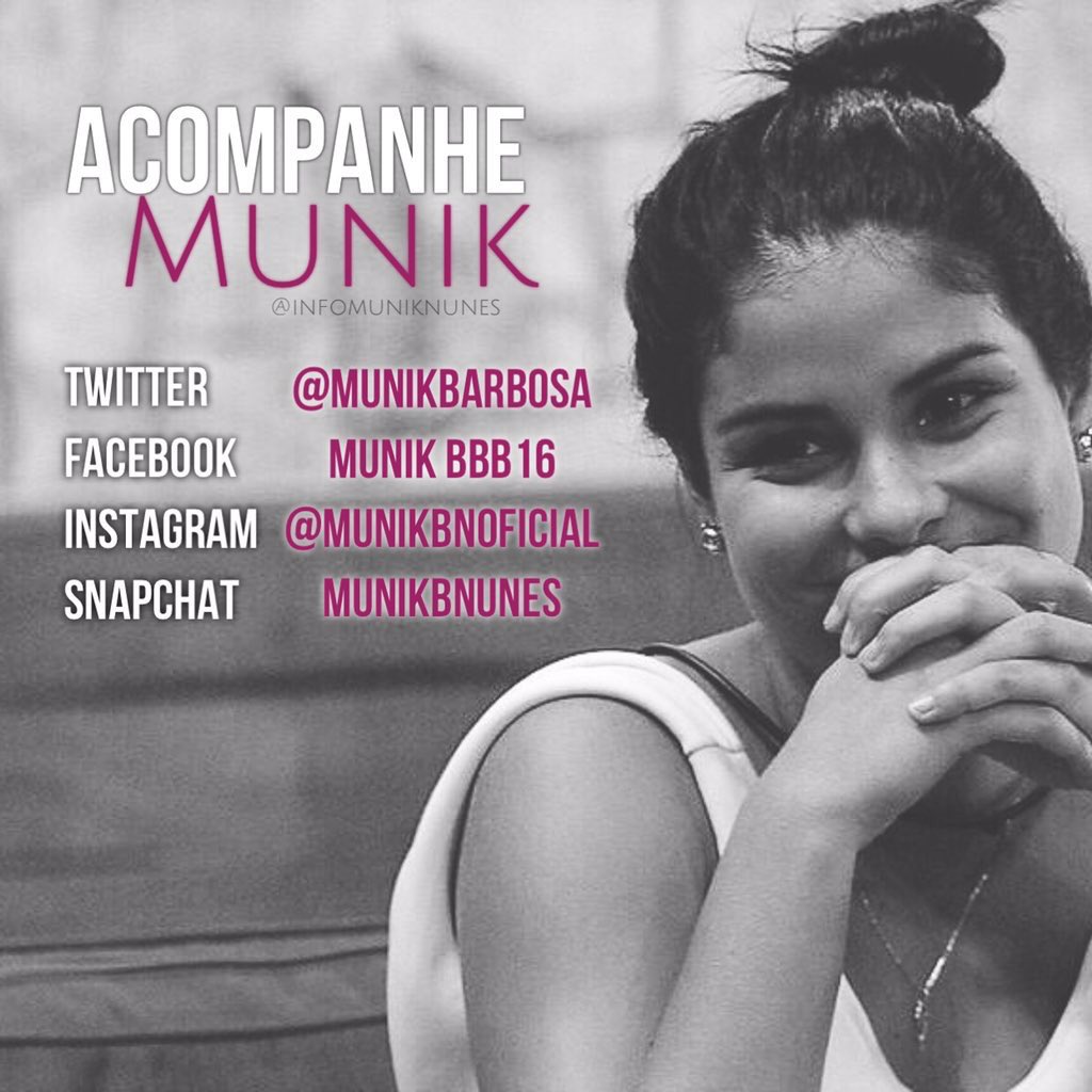 MunikBarbosa's tweet photo. Redes Sociais Oficiais, Munik Nunes, #BBB16. 
🐥 @MunikBarbosa
📸 munikbnoficial
👻 munikbnunes

#TeamMunik ❤️ https://t.co/CeqfZeMhMS