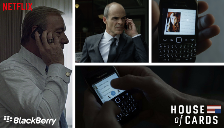 BlackBerry's tweet image. For the fourth season in a row, #BlackBerry devices are held by the most powerful in Washington on @HouseofCards