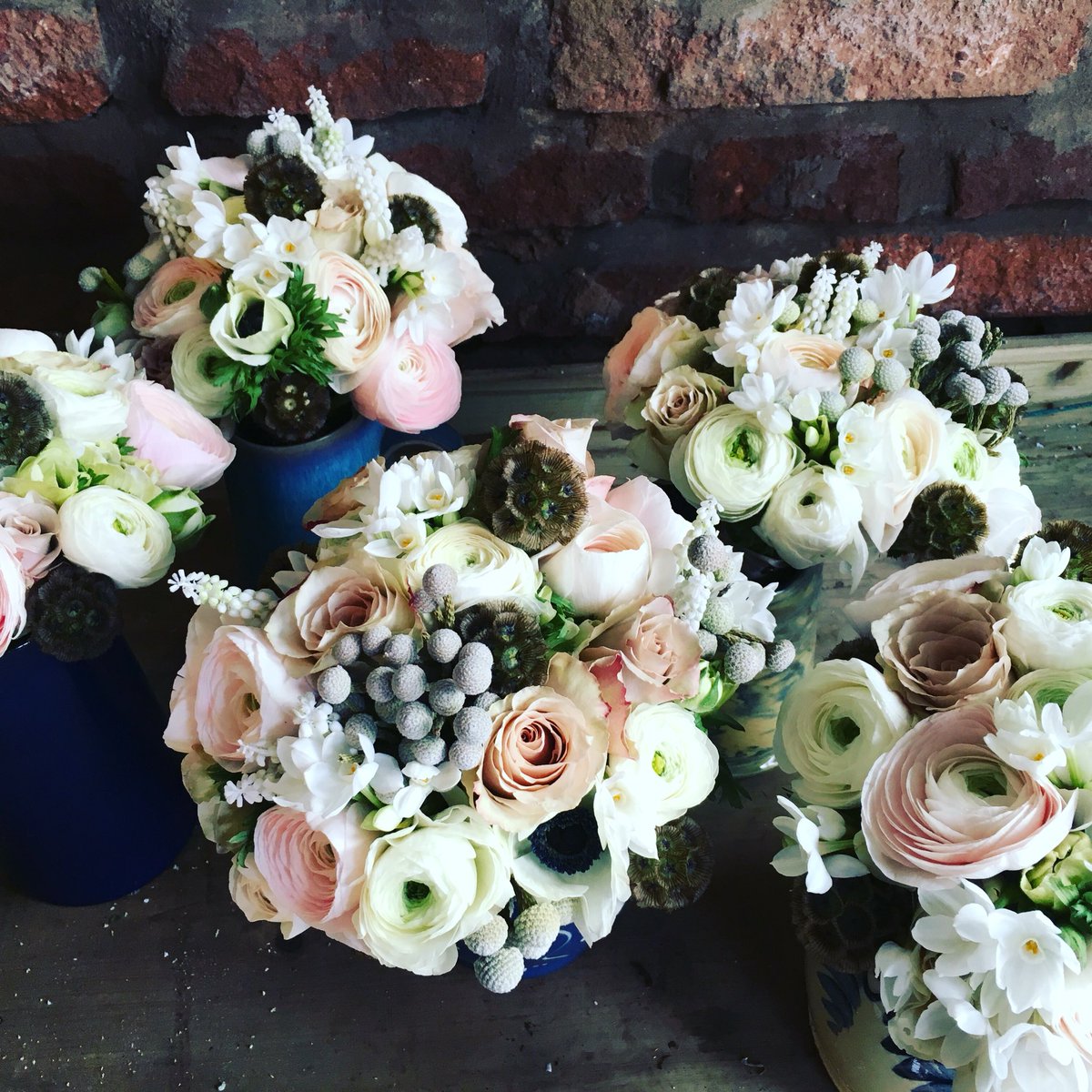 Bridesmaids posies from Saturday's wedding #weddinghour