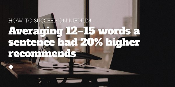 Average 12–15 words a sentence for 20% higher recommends on #Medium. - buff.ly/1V0ch4J #Marketing #startup