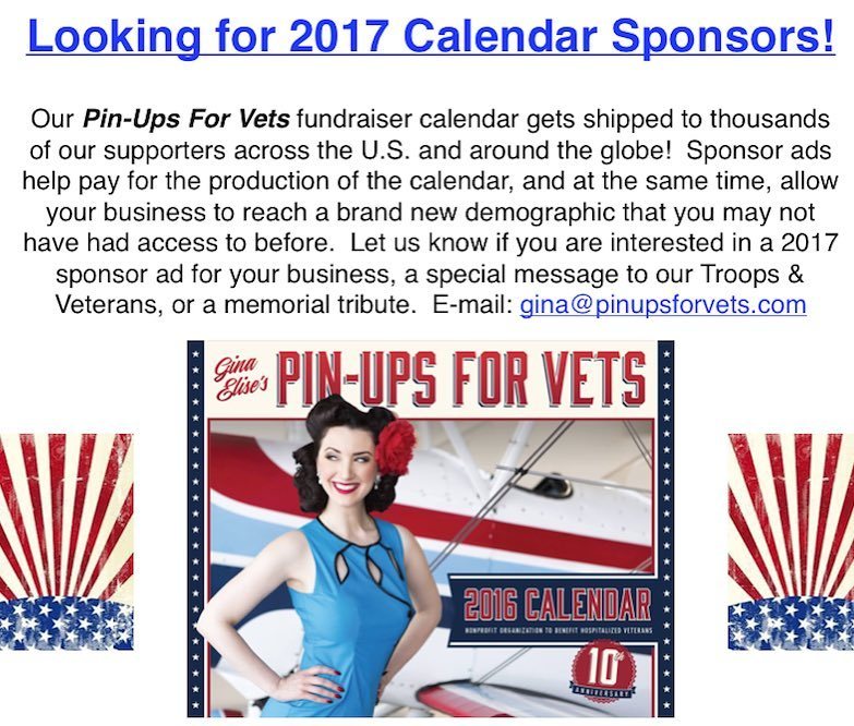 PinUpsForVets's tweet photo. Seeking Sponsors for our 2017 edition!  Great way for your business to reach a whole new demographic!  Email me for… https://t.co/Yq1mSUZpS9