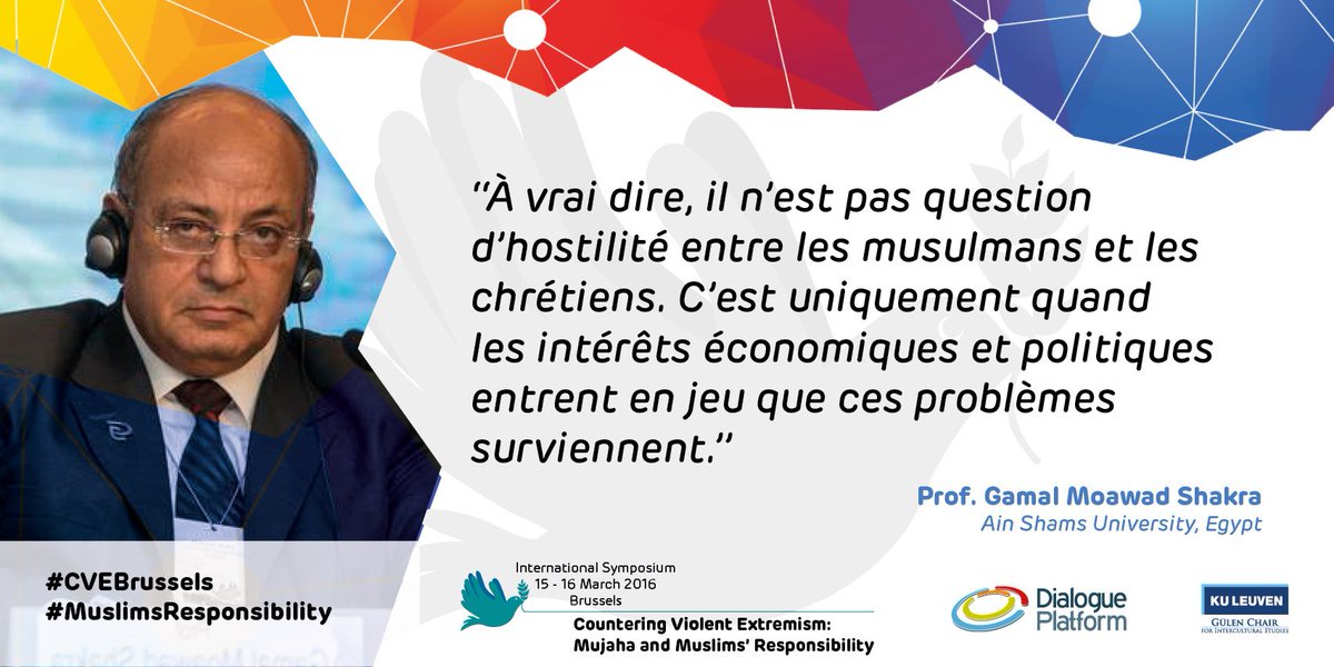 counteringVE's tweet photo. Prof. Gamal Moawad Shakra: Il n'est pas question d'hostilité entre les musulmans et les chrétiens. #CVEBrussels https://t.co/4wjTqy7SGK