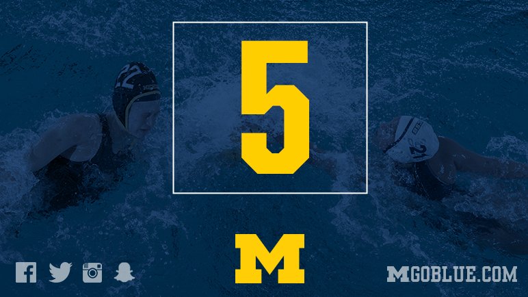 UMichWaterPolo's tweet photo. Third straight week at No. 5 to match the three-week stretch in 2010 where we were ranked 5th. #GoBlue https://t.co/a2DEMnYk0W