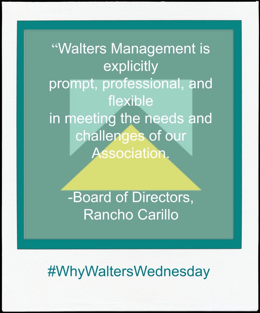 waltersmgmt's tweet photo. Its #WhyWaltersWednesday where we share the great feedback
we’ve received from #boardmembers and #homeowners! https://t.co/CvidMHzUia