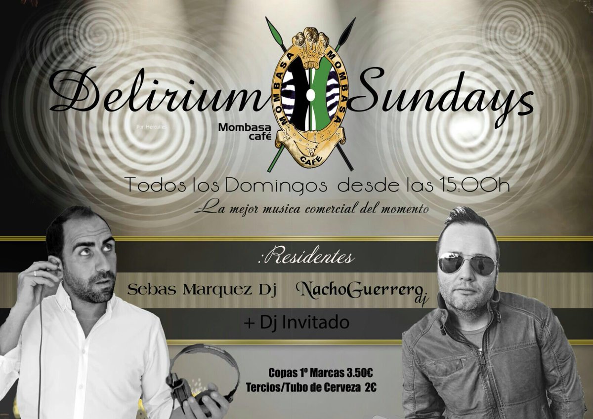 MombasaAlmeria's tweet photo. En @MombasaAlmeria iniciamos delirium sundays copas 3,5€ y tercios a 2€. @SebasMdj @Dj_Nacho1980 https://t.co/y1EZlEpoU5