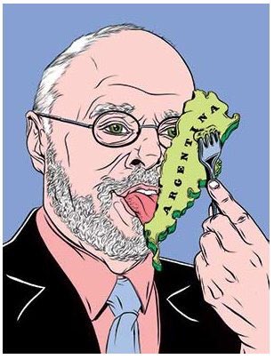 ArgentinaARG's tweet photo. Caricatura de Paul "el buitre" Singer devorándose a la Argentina. Por Kelsey Dake. https://t.co/DSTBty7aBT