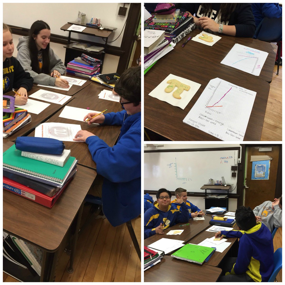 Roosevelt07071's tweet photo. The 8th grade worked hard on Pi Day activities and celebrated with cookies! #PiDay2016 #whyPi https://t.co/YWXAxHFbx0
