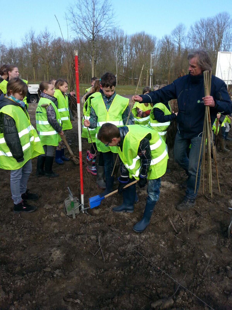 KompasDronten's tweet photo. Groep 7 mag samen met wethouder Nico Verlaan het gerenoveerde bord "boomplantdag 1962" onthullen. https://t.co/3KWos8dllT