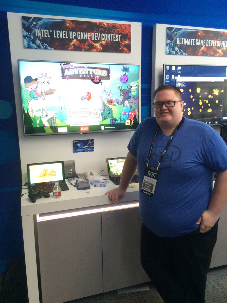 JulianWilton_'s tweet image. Stop by the Intel booth, for good times and weird hand shakes #GDC16 #intelgamedev