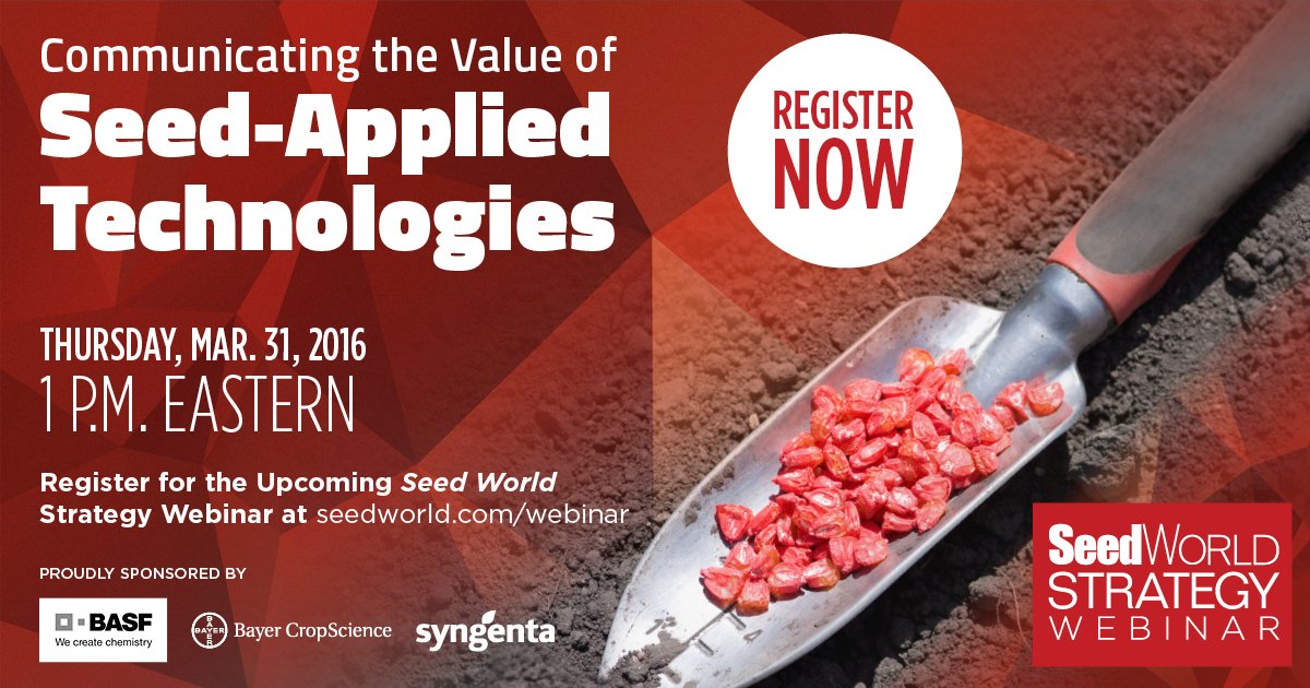 SeedWorld_US's tweet image. There is still time to register for the #SWWebinar on March 31: Communicating the Value ow.ly/ZytJS