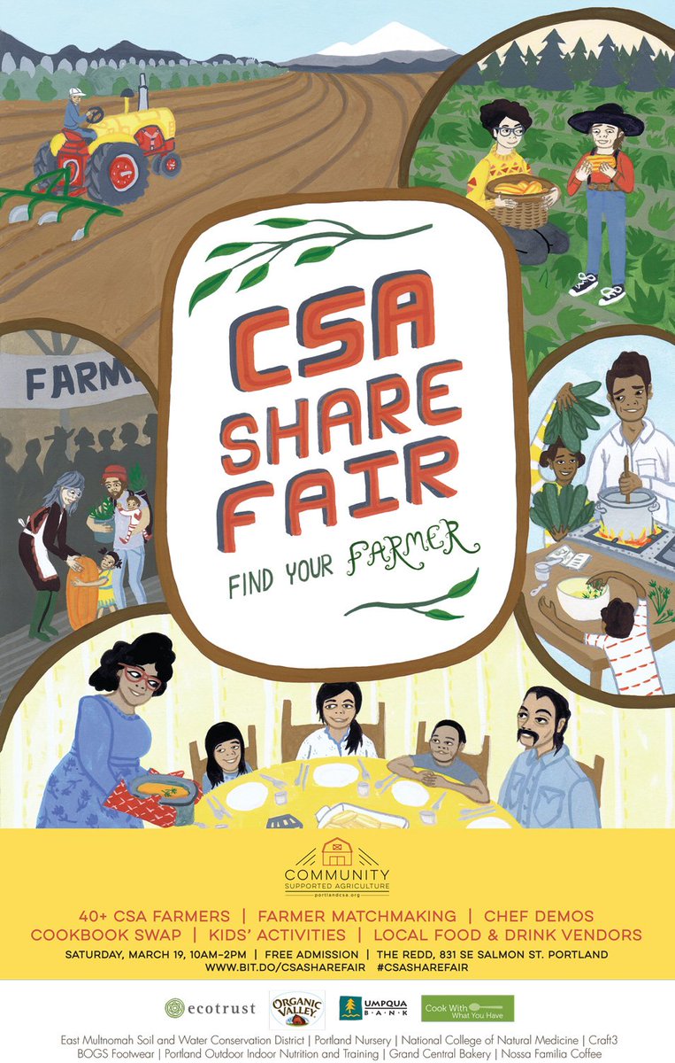 slowfoodpdx's tweet photo. Only 3 days 'till the CSA Share Fair! Farmers, Ranchers and Fishers ... come meet them all! #csasharefair #pdxevents https://t.co/Qvwo8ddBnb