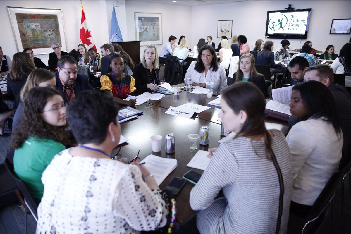 JustinTrudeau's tweet photo. Nice to meet Grade 10 student Amanda Steel-Coke, representing Canada well at the @UN roundtable on girls’ advocacy. https://t.co/IAiMU9qEqd