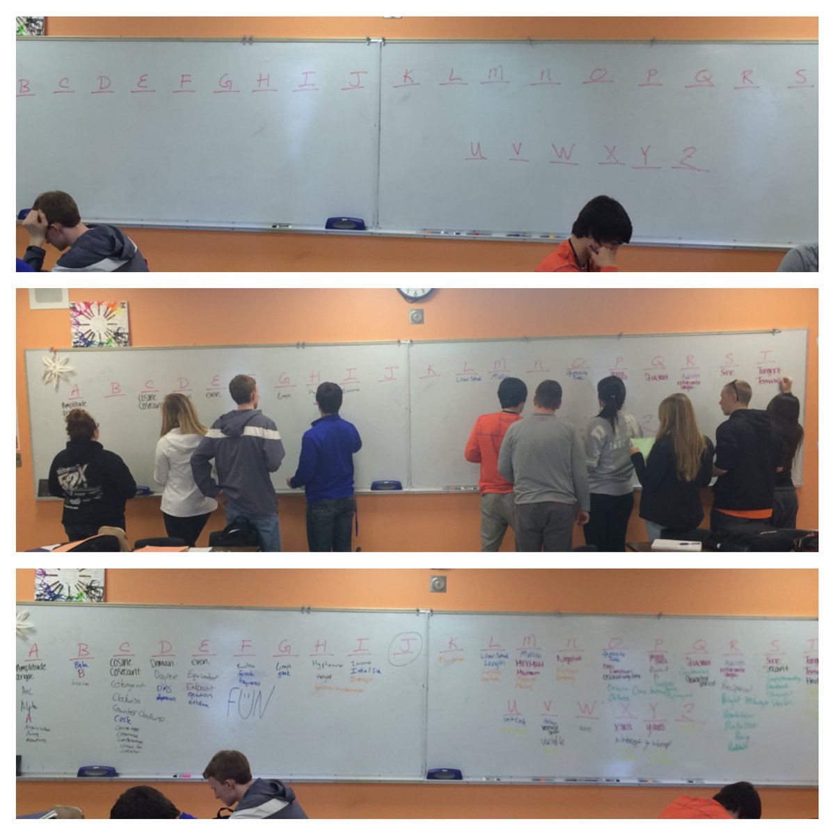 lindseybrewer's tweet photo. Trigonometry Brainstorming Vocabulary!! ABC Chart #SDCTM #HHSMathDept #HuronTigers @HuronHighSchool @HuronSDSchools https://t.co/vIHdFl8PO1