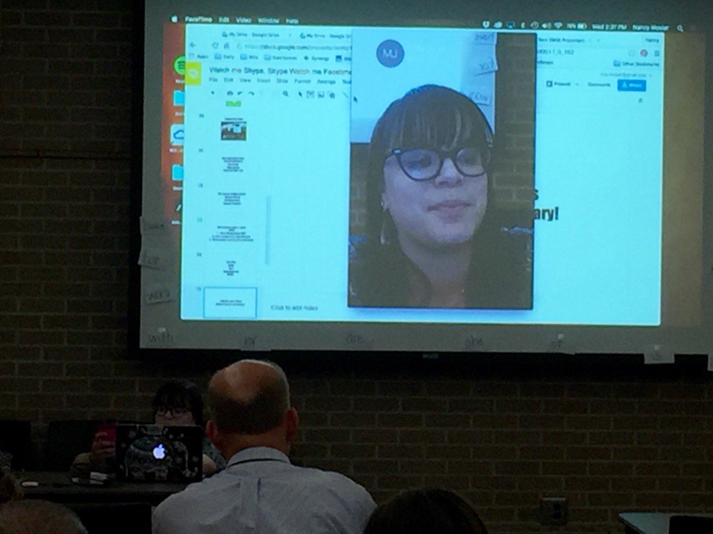 FriedrichLaurie's tweet photo. Two K classrooms connect to guess word wall words via FaceTime w @mrsmosier at #TechEdge16 #unltechedge #nebedchat https://t.co/gwO3HPgdZU