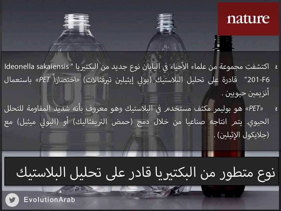 EvolutionArab's tweet photo. نوع متطور من البكتيريا قادر على تحليل البلاستيك !! #بكتيريا #نظرية_التطور https://t.co/8M1j1XMJDK