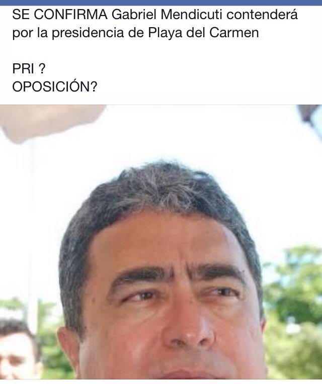 Proceso20161's tweet photo. Confirmado @GMendicuti1 va por alcaldía de #Solidaridad PRI? O oposición ?  @Excelsior @Reforma @soldeqroo https://t.co/YAYM2525ng