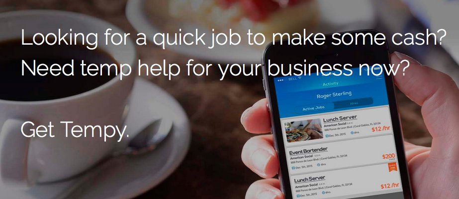 Tempy_App's tweet image. Looking for a quick job to make some cash?
Need temp help for your business now?

Get #Tempy!
#TempyApp