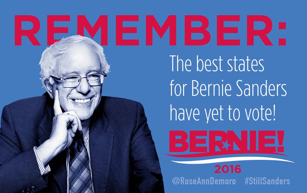 Most of Bernie's donors come from CA, WA &amp; OR - that's 700+ delegates - these states have yet to vote! #StillSanders