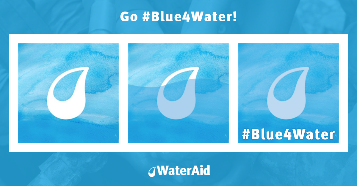 WaterAidAmerica's tweet photo. Go #Blue4Water to support the 650 million people who still don't have safe, clean water. https://t.co/a62vLs752w https://t.co/5KLRrJBYbg